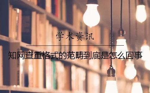 知網查重格式的范疇到底是怎么回事？